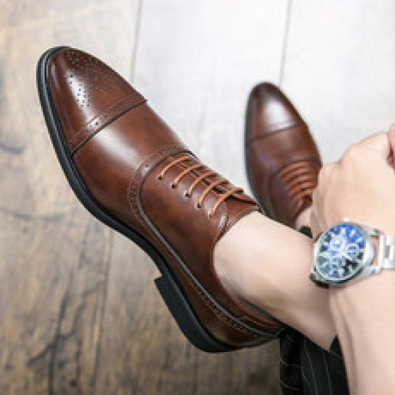 Brogue Red Sole Polished Leather Oxford Shoes