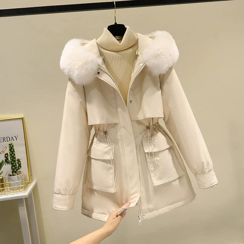Faux Fur Hood Tailored Parka Jacket