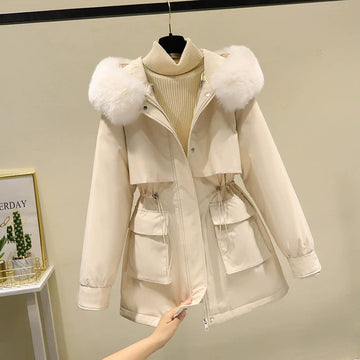 Faux Fur Hood Tailored Parka Jacket