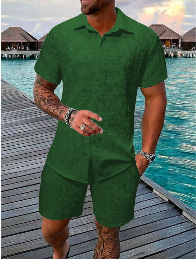Men's Two-piece Set – Cotton Blend – Relaxed Fit – Jacquard Pattern
