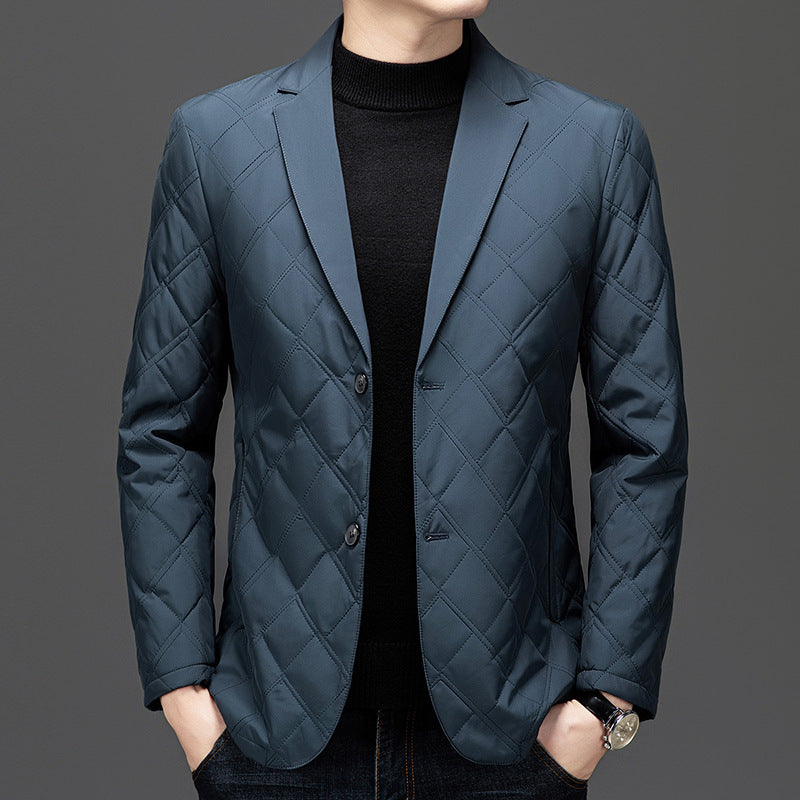 Quilted Slim Fit Notched Lapel Blazer