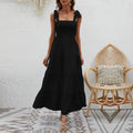 Dress for women – Maxi length – Light cotton – Tie straps – Ruffle skirt
