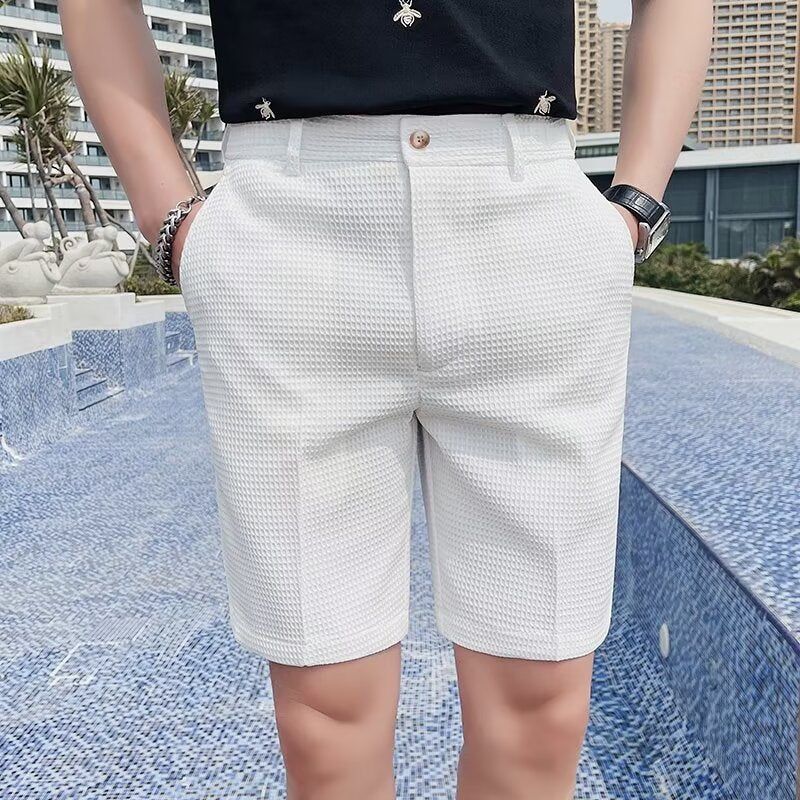 Slim Fit Textured Woven Shorts
