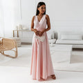 Women's Maxi Dress - Sleeveless V-neck - Wrap Design with Belt - Elegant and Flowy
