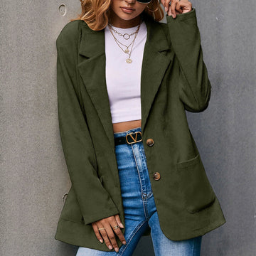 Corduroy Relaxed Fit Notched Lapel Blazer