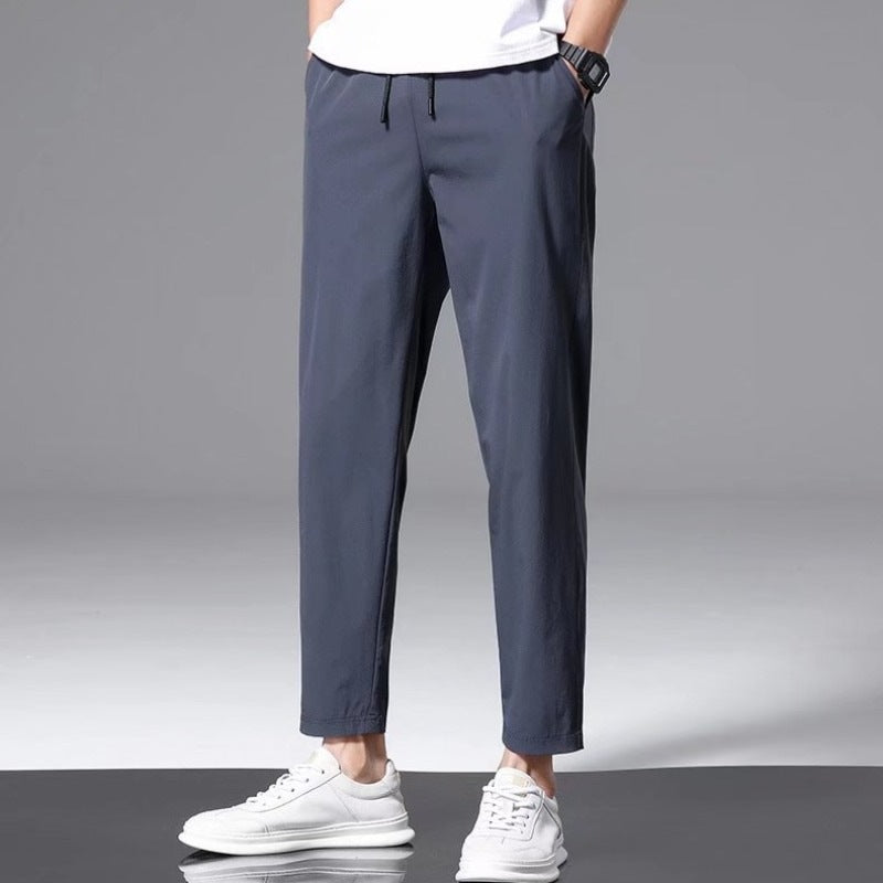 Men's Trousers – Lightweight Breathable Fabric – Relaxed Fit – Elastic Waist – Ankle Length