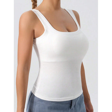 Ribbed Cotton Slim Fit Square Neck Crop Top