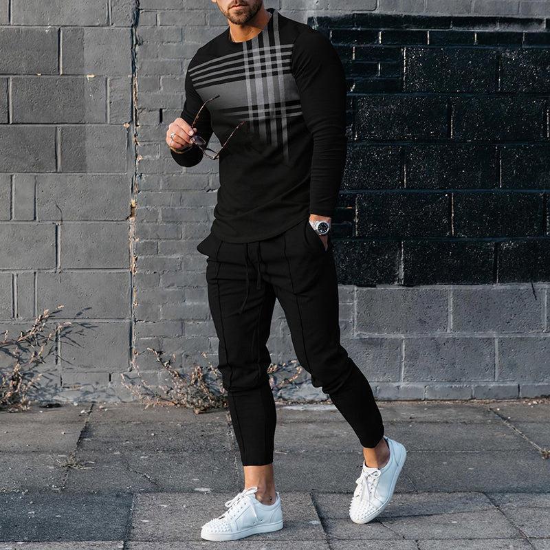 Two-Piece Slim Fit Stretch 3D Print Tracksuit