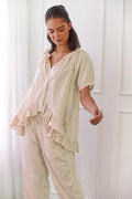 Women's Set with Shirt and Pants – Light Cotton – Relaxed Fit – Ruched Details