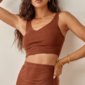 Women's Set – Ribbed Knit Crop Top and High-Waisted Midi Skirt – Slim Fit