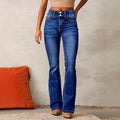 Women's Jeans – Flared Fit – High Waist – Stretch Denim – Full Length – Retro Style