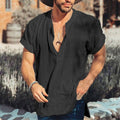 Men's Short-Sleeved Shirt – Relaxed Fit – V-Neck – Natural Fibers
