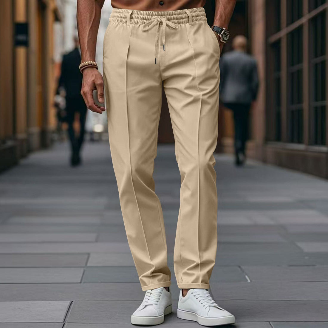 Elastic Waist Straight Leg Jogging Pants