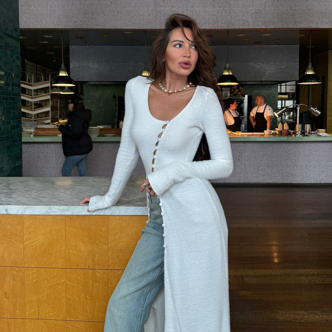 Slim Fit Long Knit Cardigan