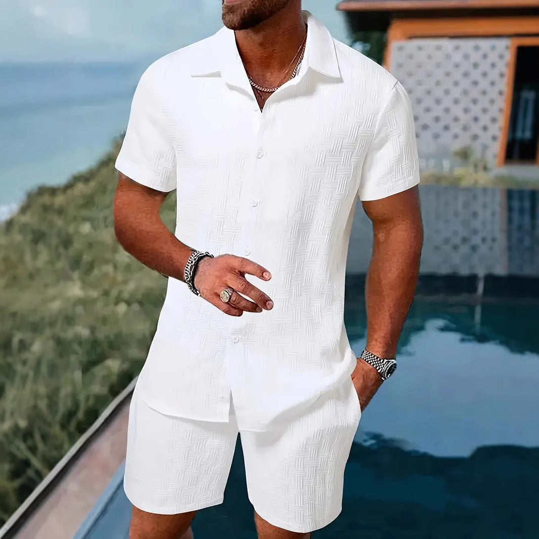 Men's Two-piece Set – Cotton Blend – Relaxed Fit – Jacquard Pattern