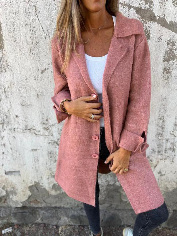 Wool Feel Relaxed Fit Single-Breasted Coat