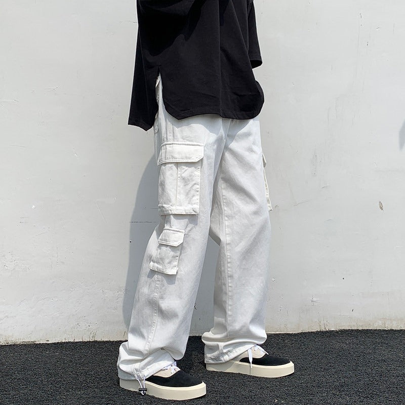 Men's cargo pants – 100% cotton – relaxed fit – full length with pockets