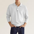 Men's Polo Shirt – Classic Fit – Long-Sleeved – Soft Cotton Blend – Ribbed Cuffs