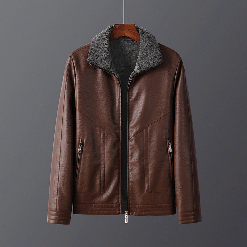 Reversible Faux Leather Fleece Lined Jacket