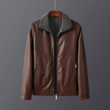 Reversible Faux Leather Fleece Lined Jacket