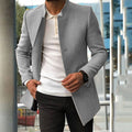 Men's Overcoat – Wool Blend – Slim Fit – Stand Collar – Hidden Closure