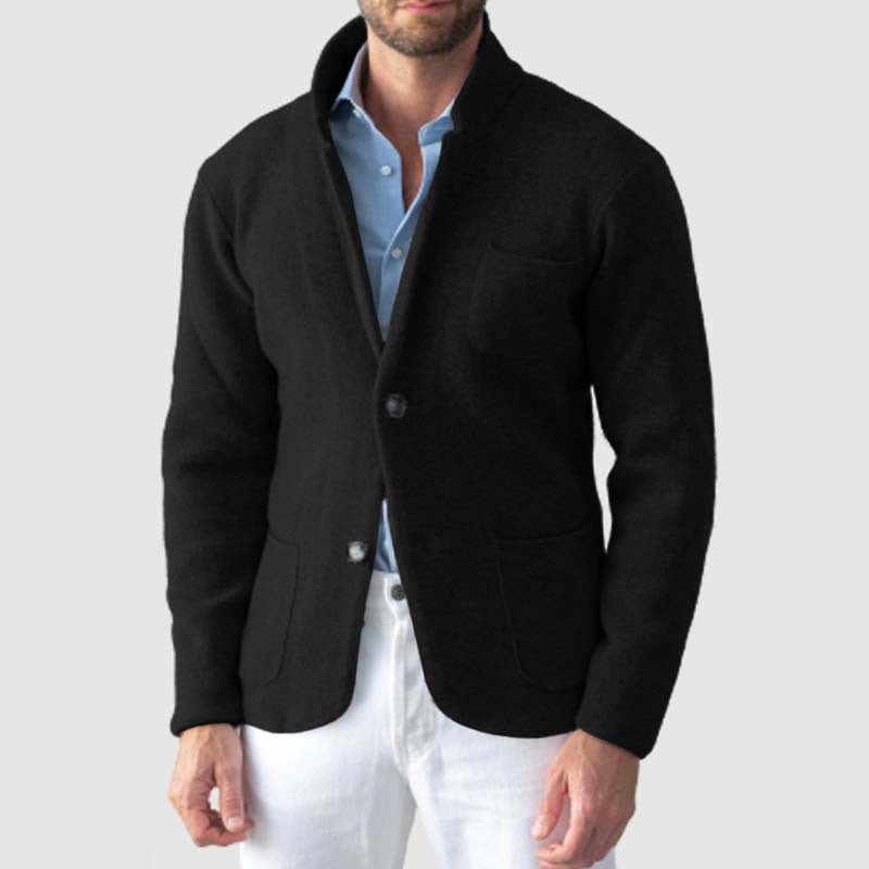 Wool Blend Knit Slim Fit Blazer