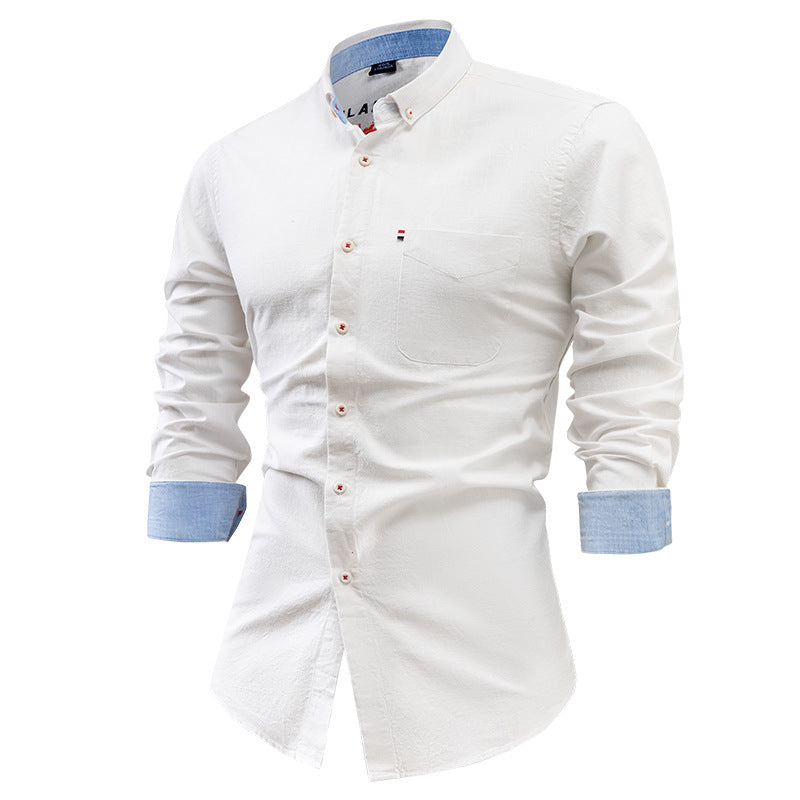 Men's Shirt – Slim Fit – Cotton/Linen – Long Sleeves – Versatile and Breathable