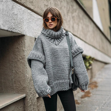 Chunky Knit Wool Oversized Pullover Sweatshirt