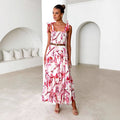 Women's Maxi Dress – Light Cotton – Shirred Bodice – Adjustable Straps – Floral Skirt
