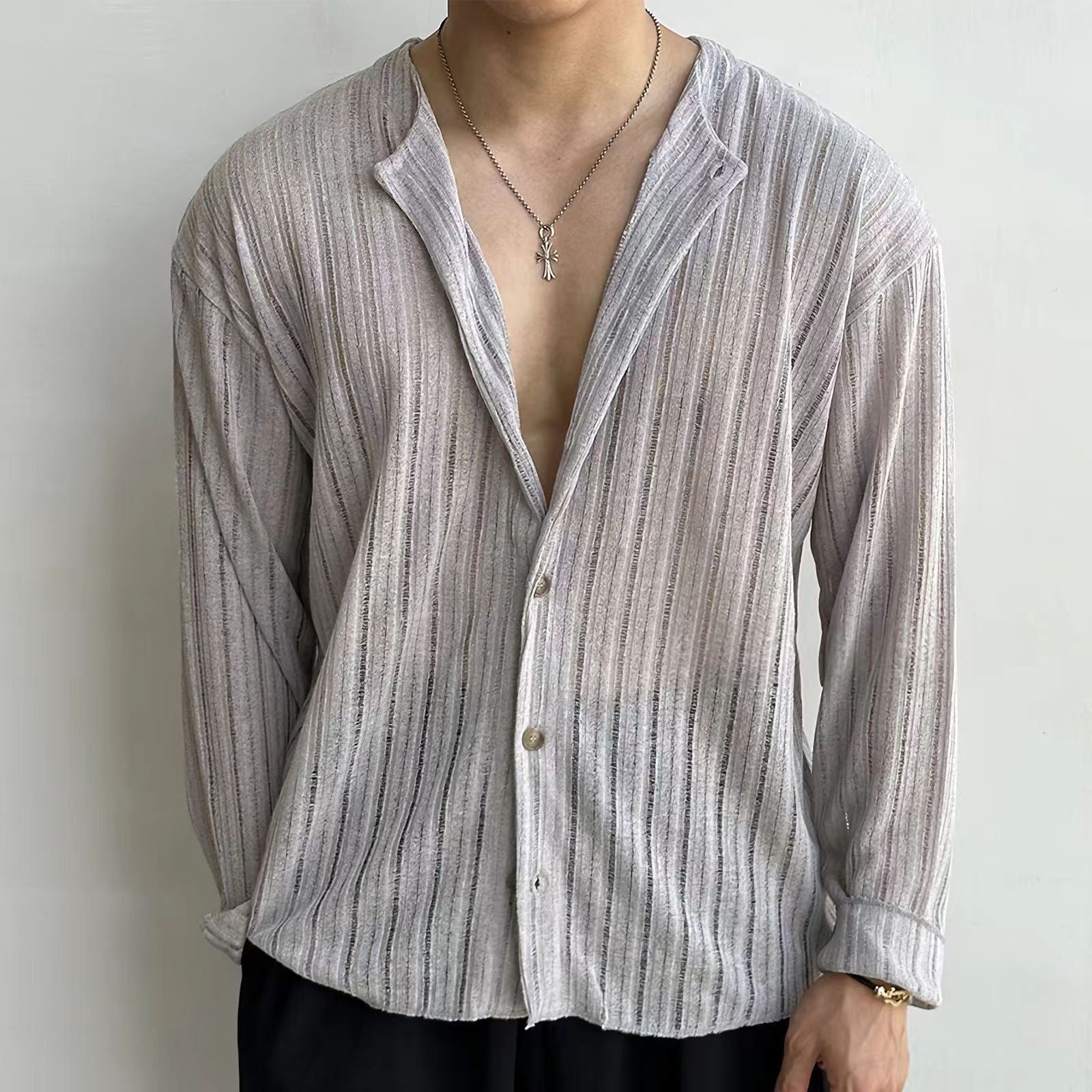 Men's Cardigan – Knitted – Relaxed Fit – V-Neck – Button Closure – Long Sleeves
