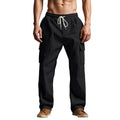 Men's trousers cargo – relaxed fit – cotton blend – elastic waist with drawstring