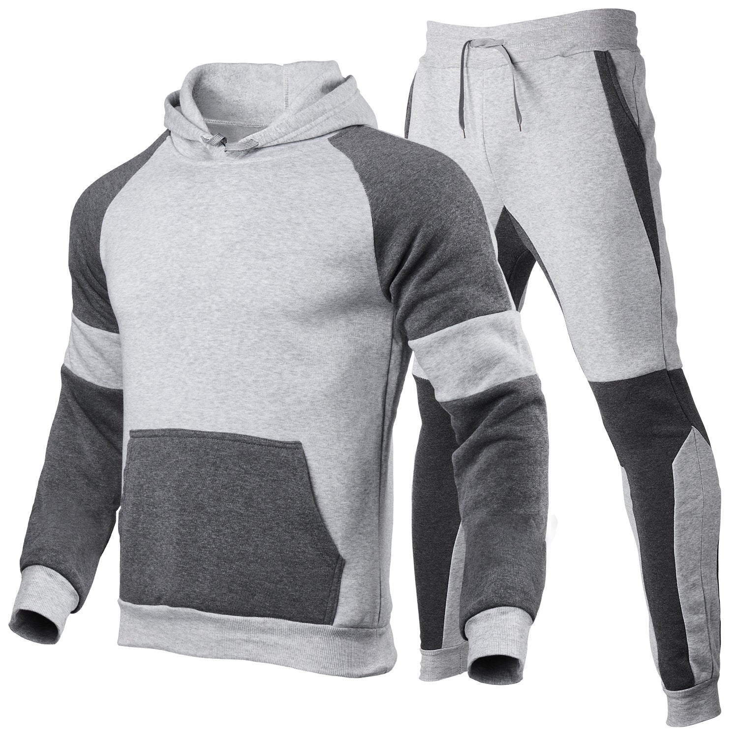 Contrast Stitching Relaxed Hoodie and Jogger Set