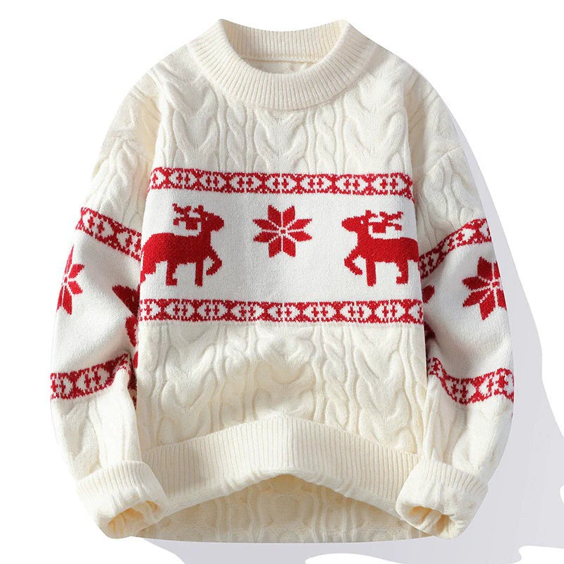 Reindeer Wool Blend Cable Knit Sweater