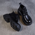 Women's Boots – Genuine Leather – High Shaft – Thick Sole – Lace-Up Closure