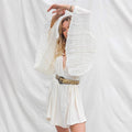 Women's Cover-Up Dress – 100% Cotton – Loose Fit – V-Neck – 3/4 Sleeves – Mini Length