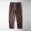 Men's Trousers – Linen Blend – Loose Fit – Straight Legs – Elastic Waist with Drawstring