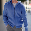 Men's Cardigan – Knit – Relaxed Fit – Hood – Ribbed Texture – Long Sleeves