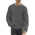 Men's Sweater – Chunky Cable Knit – Oversized Fit – Round Neck Long Sleeve
