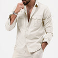 Men's Shirt with Long Sleeves – Regular Fit – Cotton Blend – Button Closure – Chest Pockets