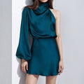 Dress for Women – Mini – Satin – One Shoulder – Long Sleeve – Slim Fit Party Look
