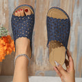 Women's Sandals – Open Toe – Floral Cutout – Low Heel – Breathable Comfort Fit