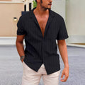 Men's Shirt with Short Sleeves – Classic Fit – Cotton Linen – Button Closure