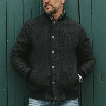 Relaxed Fit Wool Blend Bomber Jacket