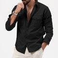 Men's Shirt with Long Sleeves – Regular Fit – Cotton Blend – Button Closure – Chest Pockets