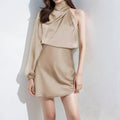 Dress for Women – Mini – Satin – One Shoulder – Long Sleeve – Slim Fit Party Look