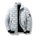 Men's Jacket – Slim Fit – Quilted Chevron Design – Stand Collar – Zipper Pockets
