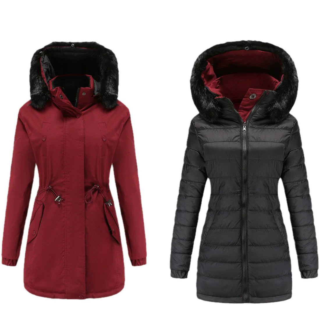 Faux Fur Hood Weather-Resistant Parka Jacket