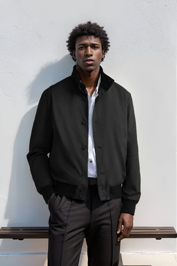 Satin Finish Slim Fit Bomber Jacket