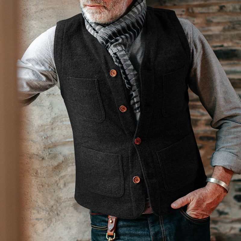 Tailored Fit Wool Feel V-Neck Vest