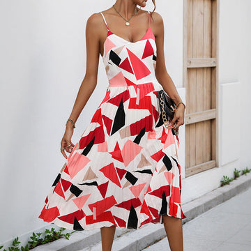 Breathable Lightweight Geometric A-line Dress
